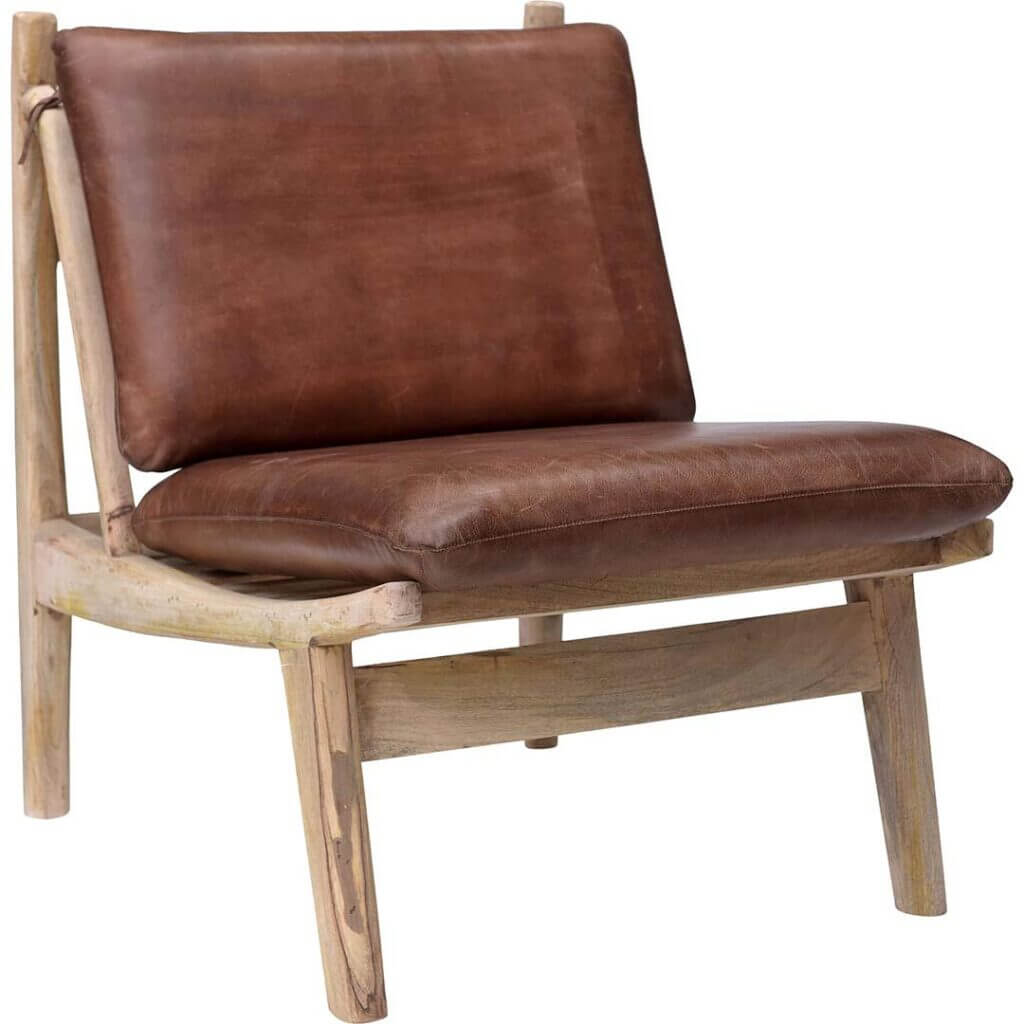 James loungestol med brune læderhynder