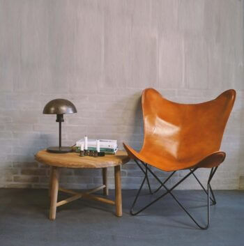 Bohemian loungestol i kraftigt læder - brun