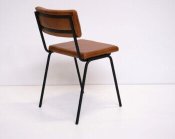 Diner stol med lædersæde - brun