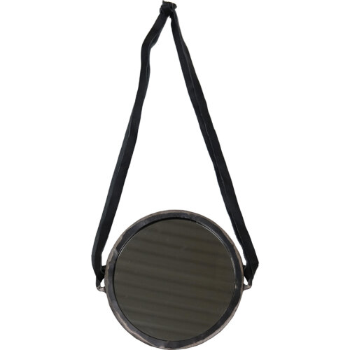 Smilla rundt spejl med lædersnor