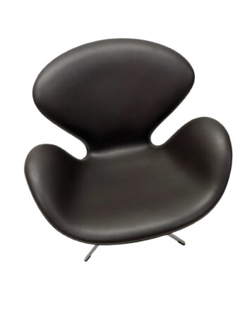 3320 svane stol af Arne Jacobsen - Fritz Hansen, Original polstring Grace Læder (Brugt) - Image 6
