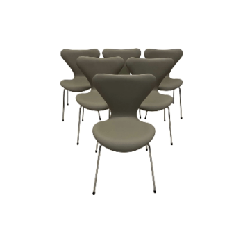 6. stk Arne Jacobsen 3107 Syverstole – Fuldpolstret i Grå Classic semi-Anilin.