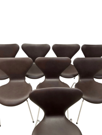 8 stk. Syverstole 3107 – Nypolstrede i Dark Brown Deluxe Soft Læder | Arne Jacobsen & Fritz Hansen - Image 5