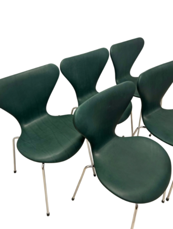 6 stk. Syverstole 3107 – Nypolstret i Pure Anilin Grøn | Arne Jacobsen & Fritz Hansen - Image 5