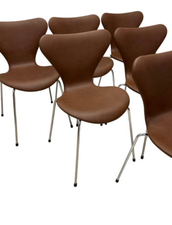 6. stk Syverstole af Arne Jacobsen – Nypolstrede i Kalato Brown Soft Semi-Anilin Læder - Fritz Hansen - Image 2