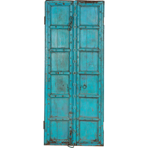 Turkisblå gammel dør