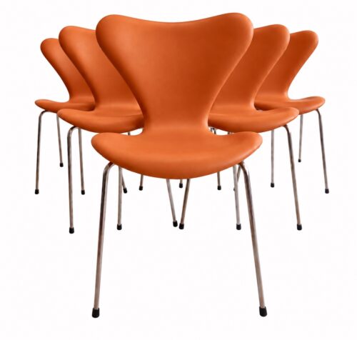 6 x Syveren (Series 7 chair) – Mandarin semi-anilin læder
