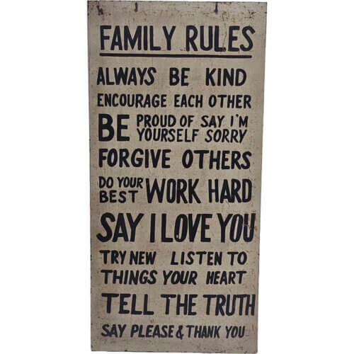 Family rules skilt