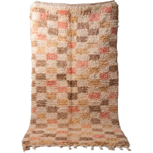 Marokkansk vintage tæppe i beige og rosa